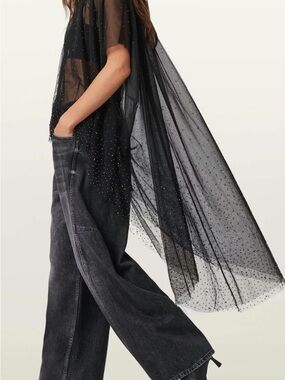 Allsaints Sez Emb Tulle cape